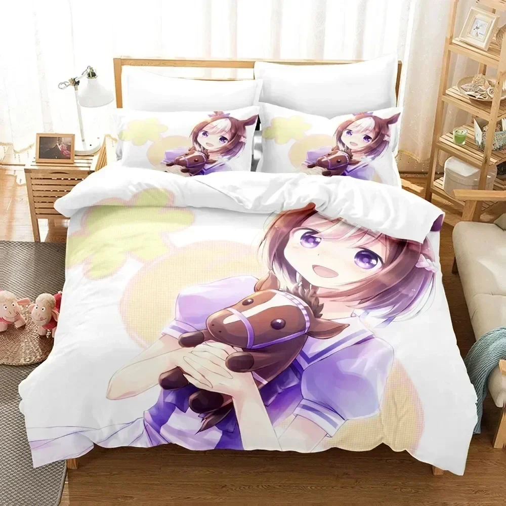 3D Print Anime Pretty Derby Bedding Set Duvet Cover Sheet Printed Bed Set Pillowcase Bed Full Queen King Size Comforter Bedroom