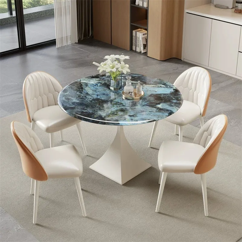 W*-Microcrystalline Stone Slab 6-Seater Dining Table Set Minimalist Modern Light Luxury Home Use Balcony
