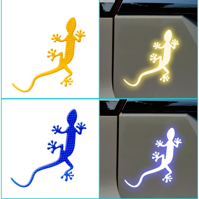 10PCS Strong Reflective Gecko 3D Stickers Creative Body Modification Car Tail Marker Warning Stickers Scratch Masking