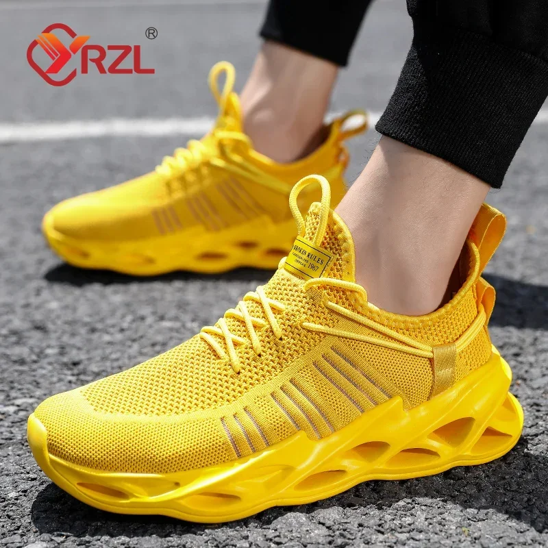 Yrzl tênis masculino confortável respirável sapatos de plataforma verão homem tênis de corrida respirável confortável caminhada homem