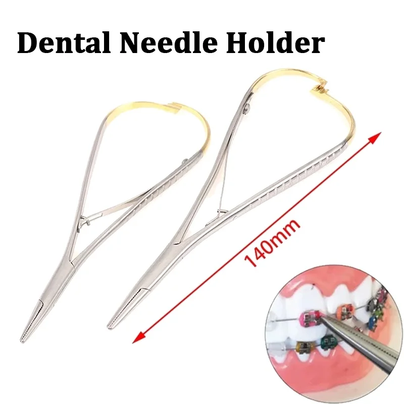 

1pc Dental Needle Holder Standard 14cm Forceps Stainless Steel Plier Orthodontic Surgical Tweezer Instrument Tools