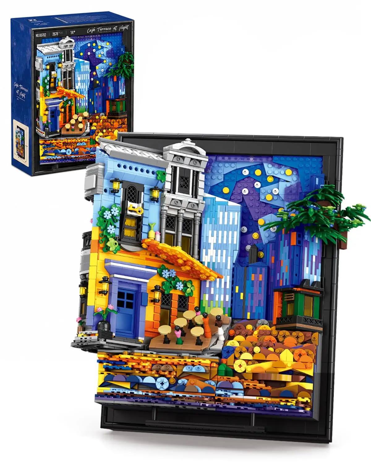 2678PCS Night Sky Cafe Picture Frame Building Blocks With LED Lights Idea Wall Hanging Home Decoration Holiday Gifts Puzzle Toys