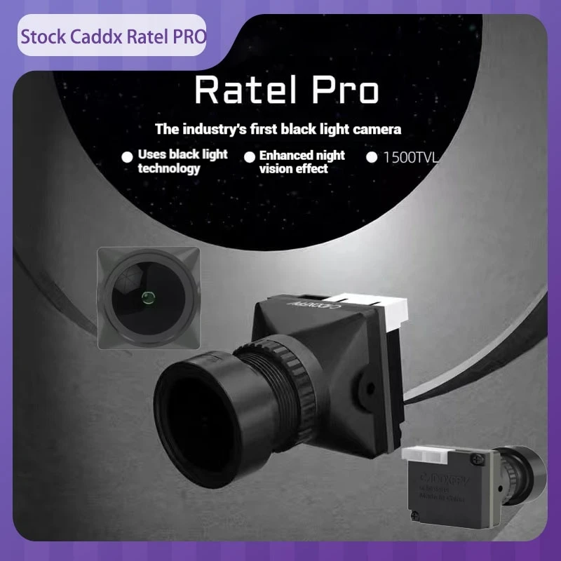 

Stock Caddx Ratel PRO Wide Dynamic Camera 1500TVL NTSC/PAL viewing FOV 125 ° Black lightnight vision FPV rac aircraft universal