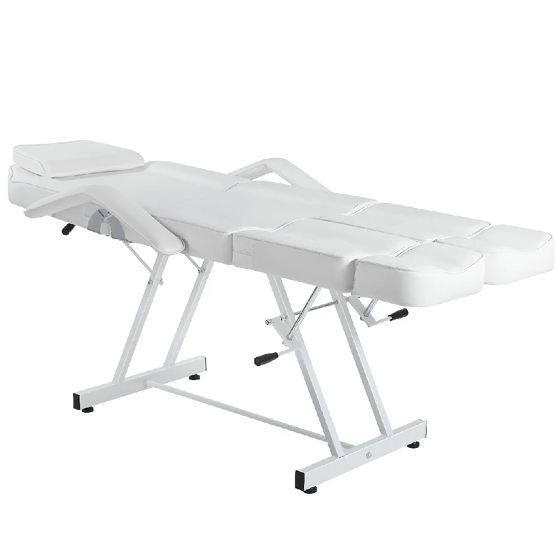 Tempat tidur pijat, tempat tidur kecantikan, kursi salon, kursi pijat hitam dan putih, kursi tato kaki terpisah dapat disetel, kursi pijat