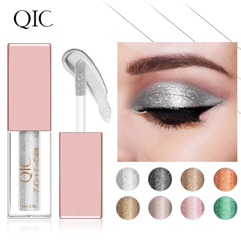 ダイヤモンドシマーリキッドアイシャドウ 8 色パール & メタリックグリッターメイクアップ長期持続防水目と顔のハイライト用 1 個