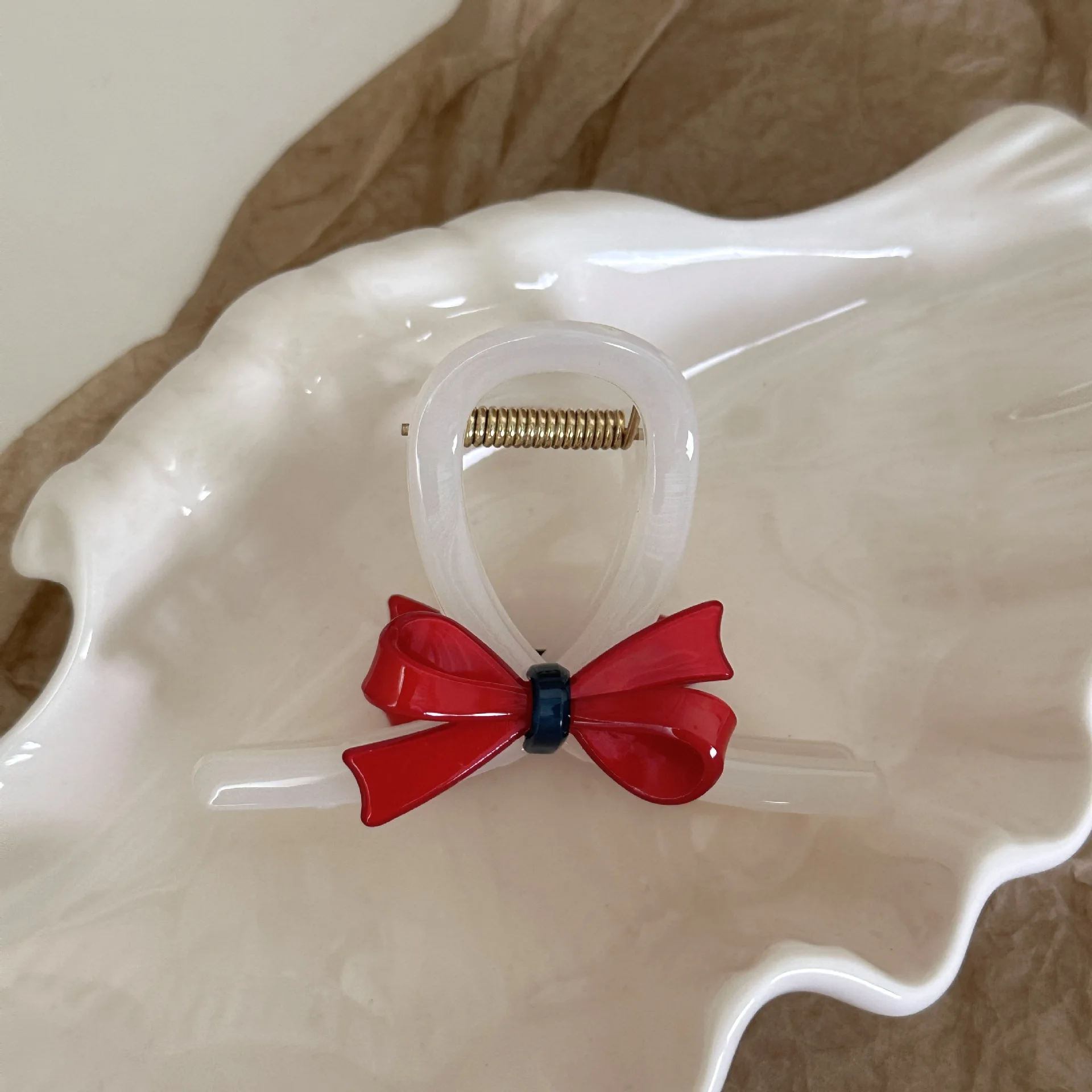 الفاخرة القوس مشبك شعر كليب الكورية أوبدو حامل للنساء عدم الانزلاق شعر سميك أبيض/أحمر/كاكي 5.5 سنتيمتر