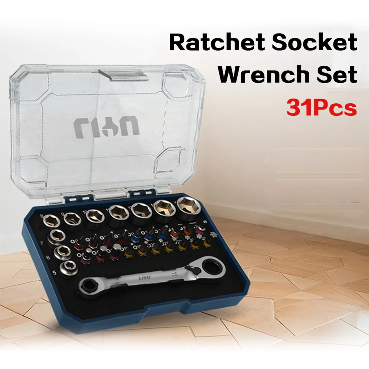 

31Pcs 1/4" Mini Ratchet Wrench Set - 72T Cr-V Drive Socket Screwdriver Bits Kit for Home & Auto Repair