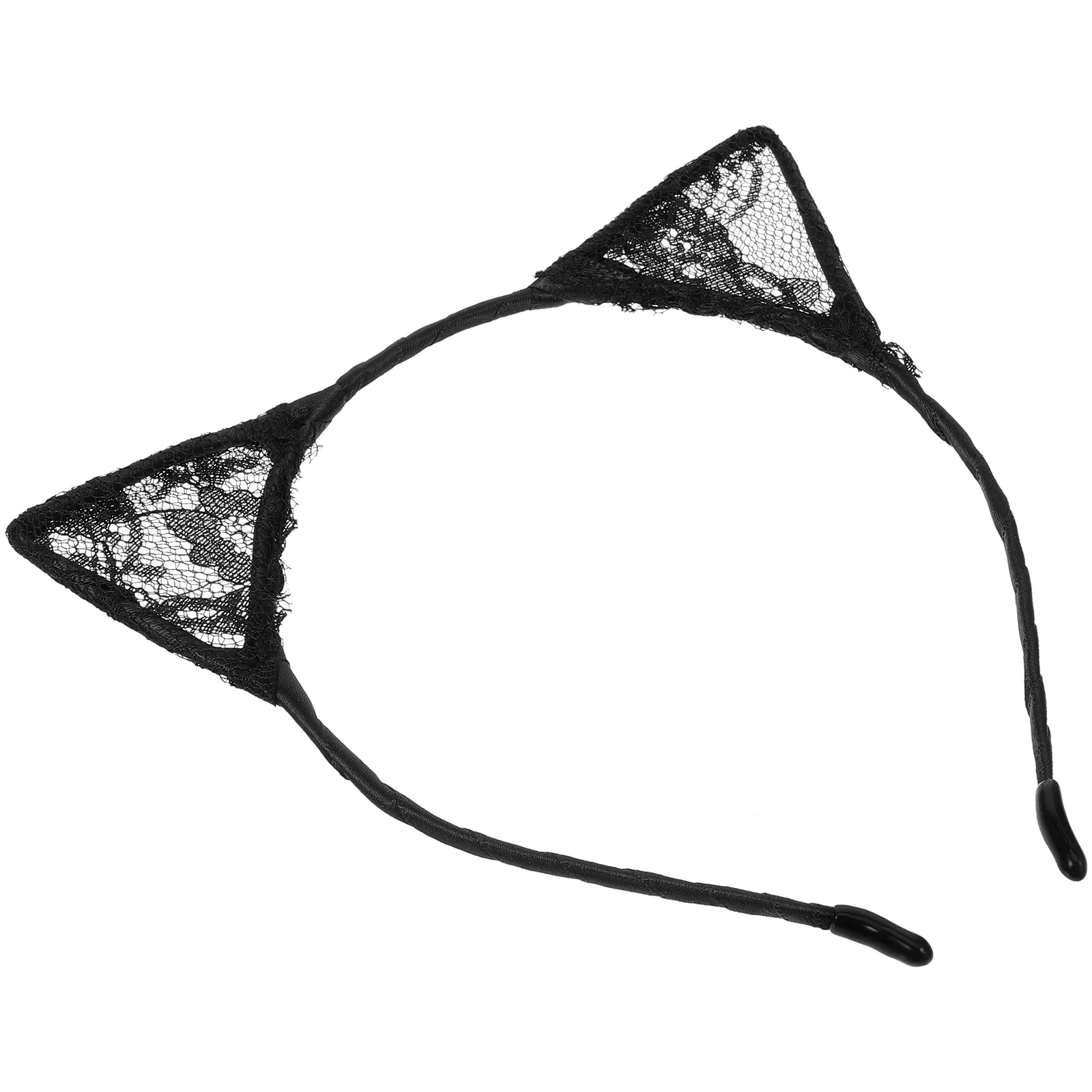 

Lace Cat Ears Headband Black Wired Costume Headwear 40cm Circumference Bendable Ear Shape Fancy Dress Accessory