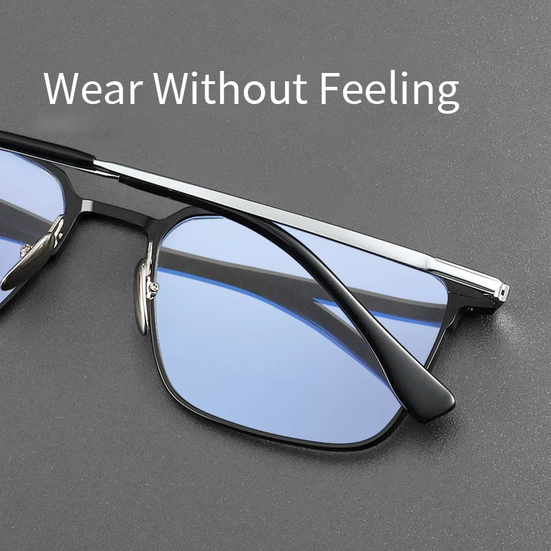 Xbora Ultra-Light Fashion Men\'s Square Glasses Luxurious Pure Titanium Large Size Optical Prescription Glasses Frames 87011