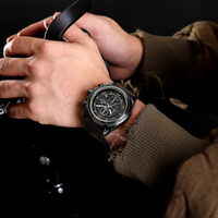 NAVIFROCE Business Casual Mens Watch 3ATM Water-Resistant Calendar Luminous Dial With Leather Strap For Gifts Original Design