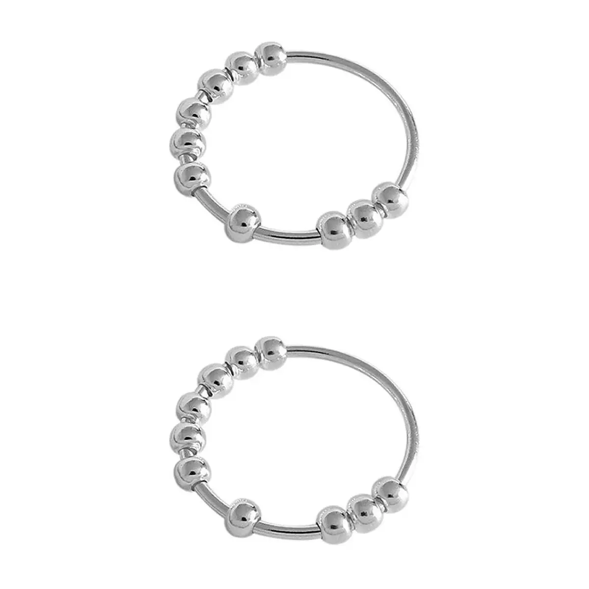 Set of 2 Silver Anti-stress Rings with Beads Anti-stress Gifts