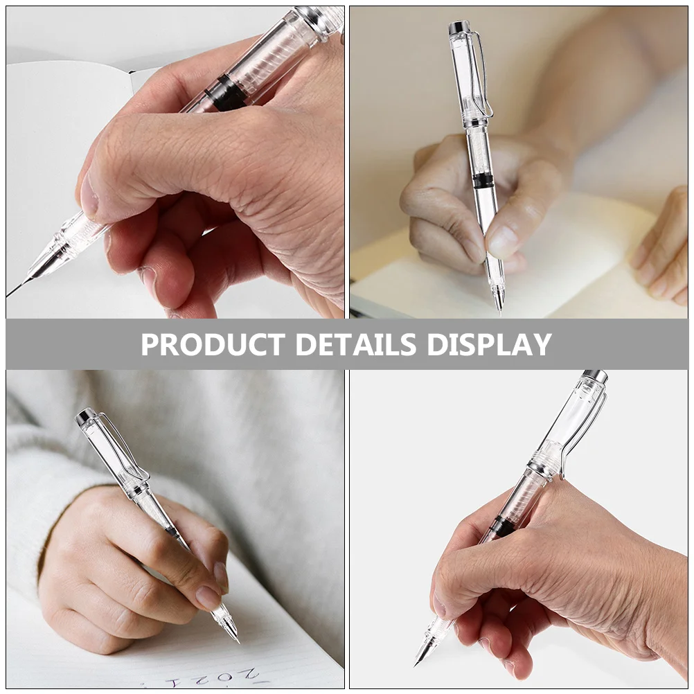 

4Pcs Fountain Pens Transparent Small Nib Ergonomic Design Refillable Calligraphy Training Writing Practice Pens for Students