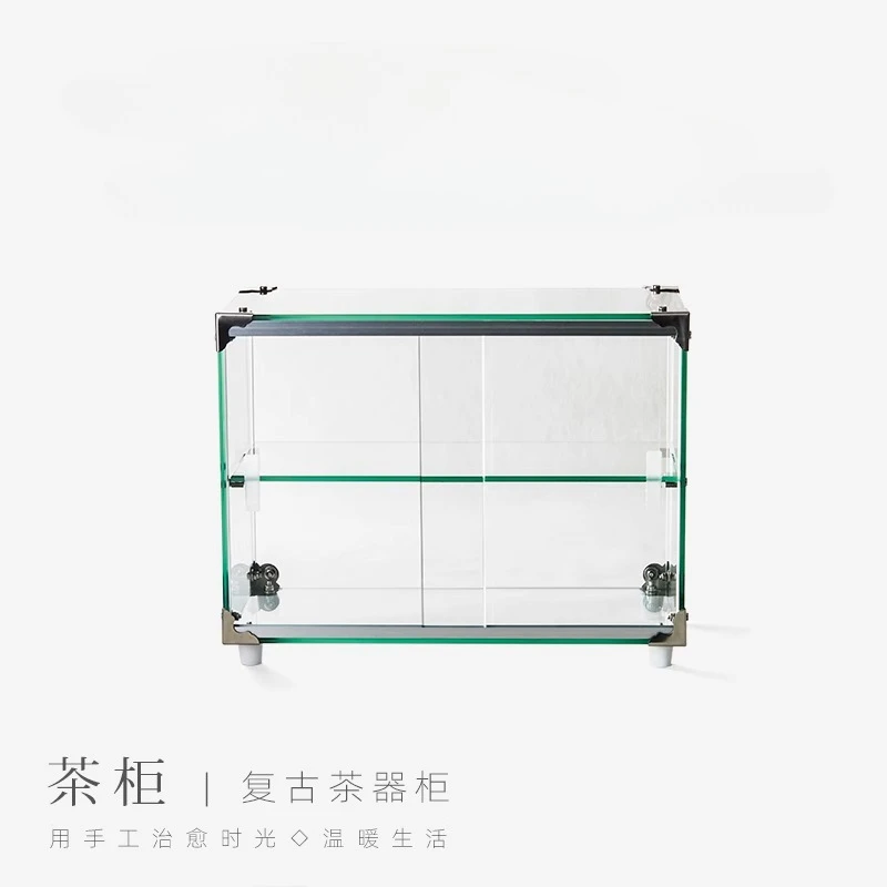 Medieval tea cabinet glass cabinet, tea ware storage display cabinet tea set display cabinet