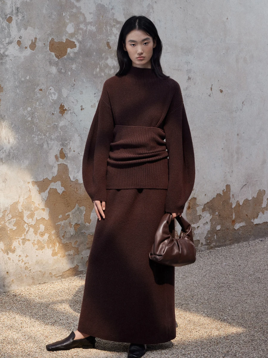 

Coline 00 Wool Sweater Dr Women's Autumn Winter New Medium Length Ele Slimming Inner Wear with Coat Commute Sle