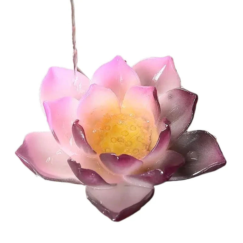 Lucky Lotus Color Changing Tea Pet Feng Shui Art Ornament Traditional Tea Ceremony Decor  Sculpture Modern Art Home Office Gift view 5