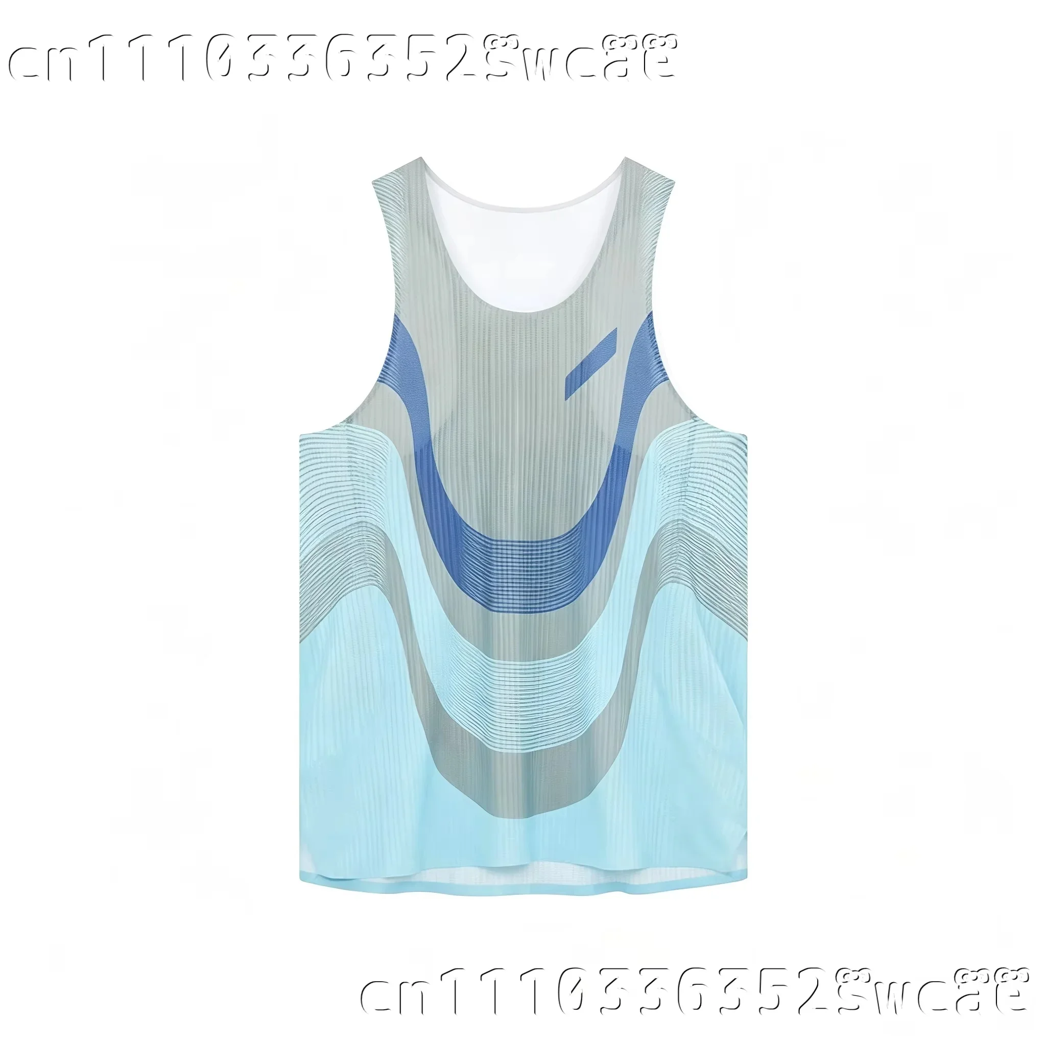 Wellenmuster-Lauf-Tanktop, atmungsaktives Mesh-Sportshirt, ärmelloses Shirt für Fitness, Marathon-Training, Familien-Set – Detail 6