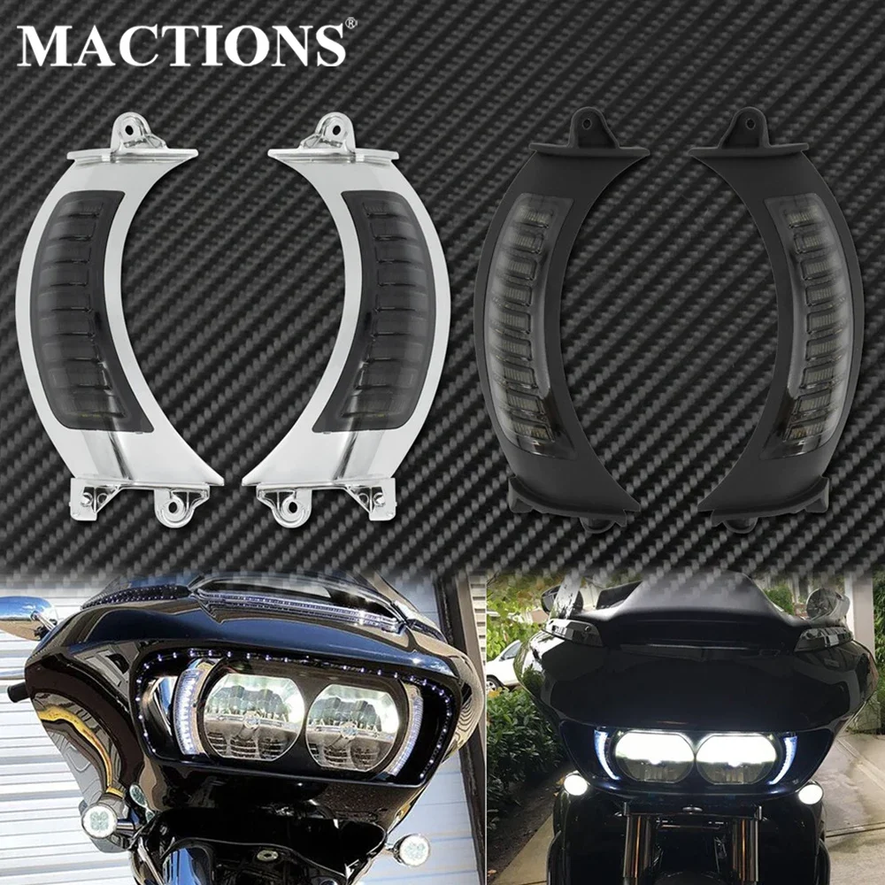 

Motorcycle LED Side Marker Turn Signal Light Blinker Black/Chrome For Harley Touring Road Glide FLTRX 2015-2021