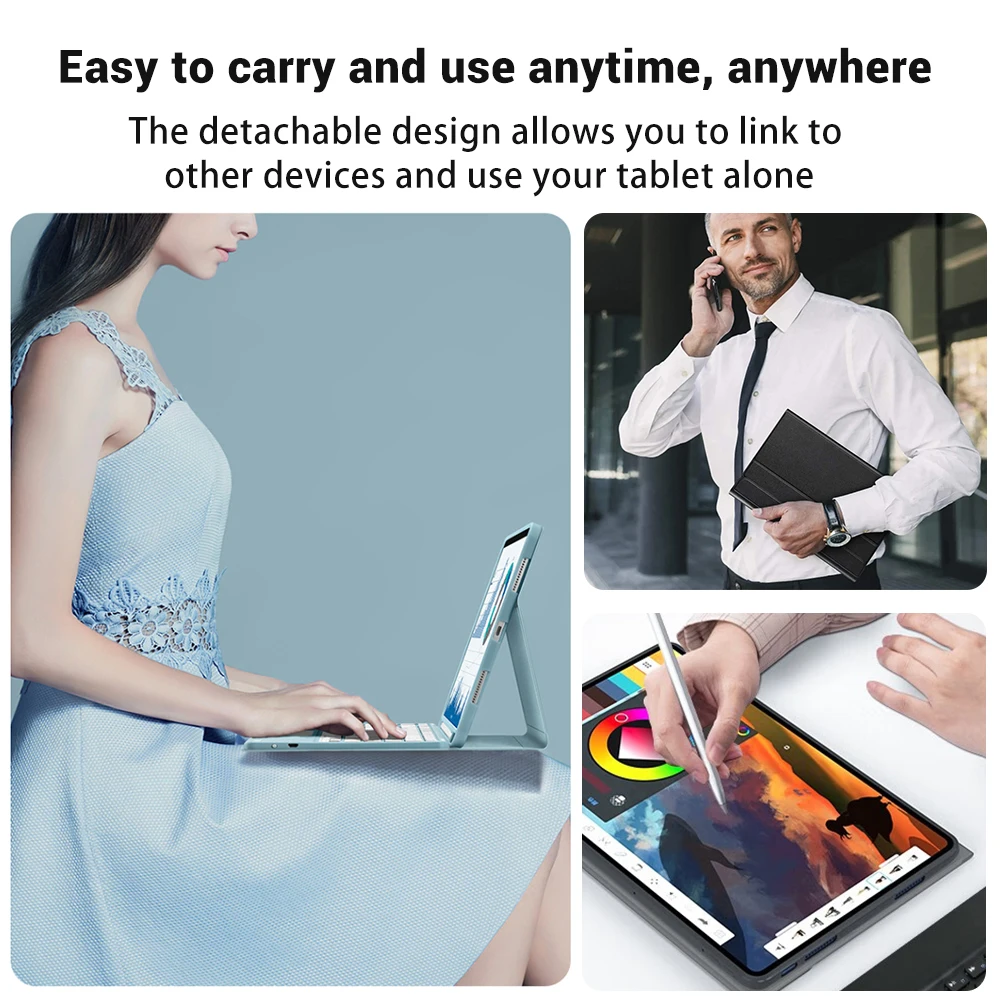 Imagem -06 - Conjunto de Capa de Teclado sem Fio Bluetooth Capa Samsung Tablet Galaxy Tab a8 10.5 a7 s6 Lite Xiaomi Ipad 6pro