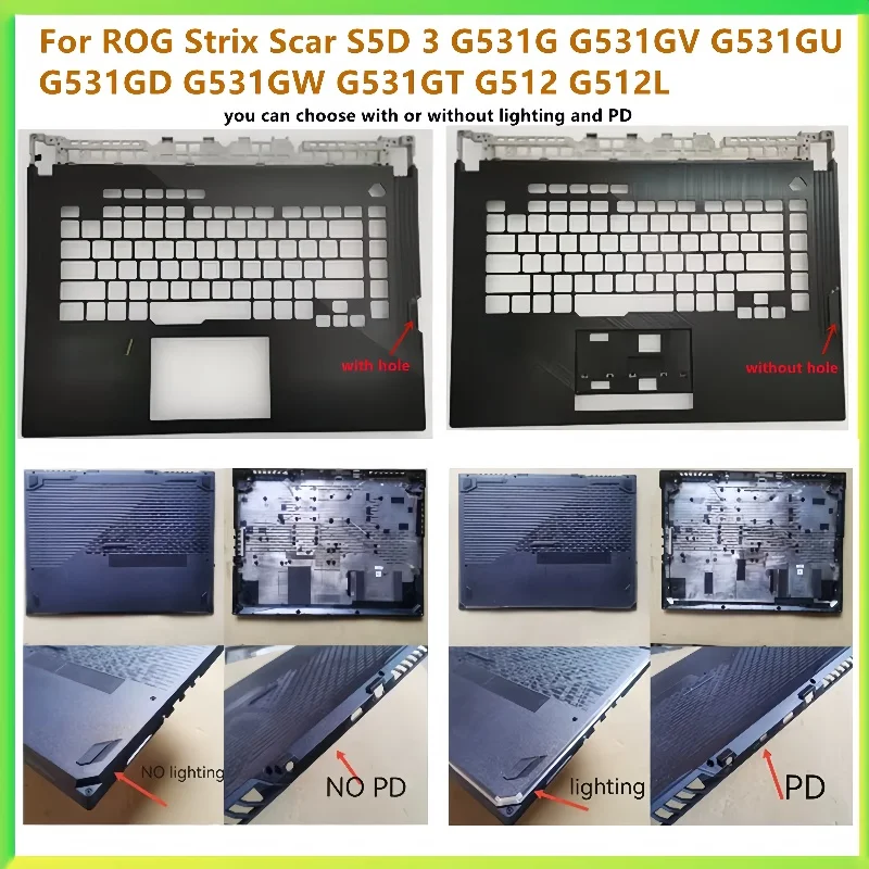 New Top Case Palmrest Upper Bottom Cover Case For ROG Strix Scar S5D 3 G531G G531GV G531GU G531GD G531GW G531GT G512 G512L