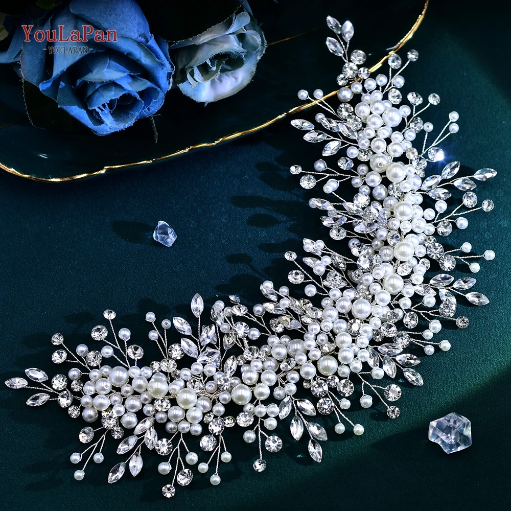 YouLaPan Bride Rhinestone Headband Pearl Wedding Headwear Women Fashionable and Elegant Hair Accessories Party Headpiece HP635