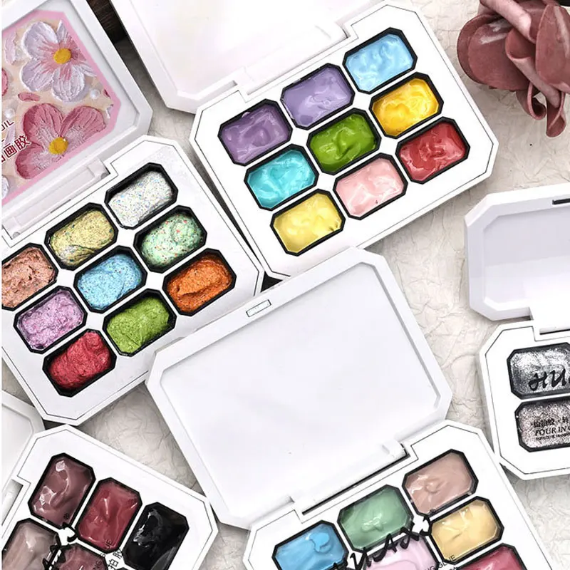 9 Colors/Grid Pat Painting Gel Nail Polish for Nail Gradient Blush Patting Semi-Solid Manicure Polish DIY Nail Art Creation