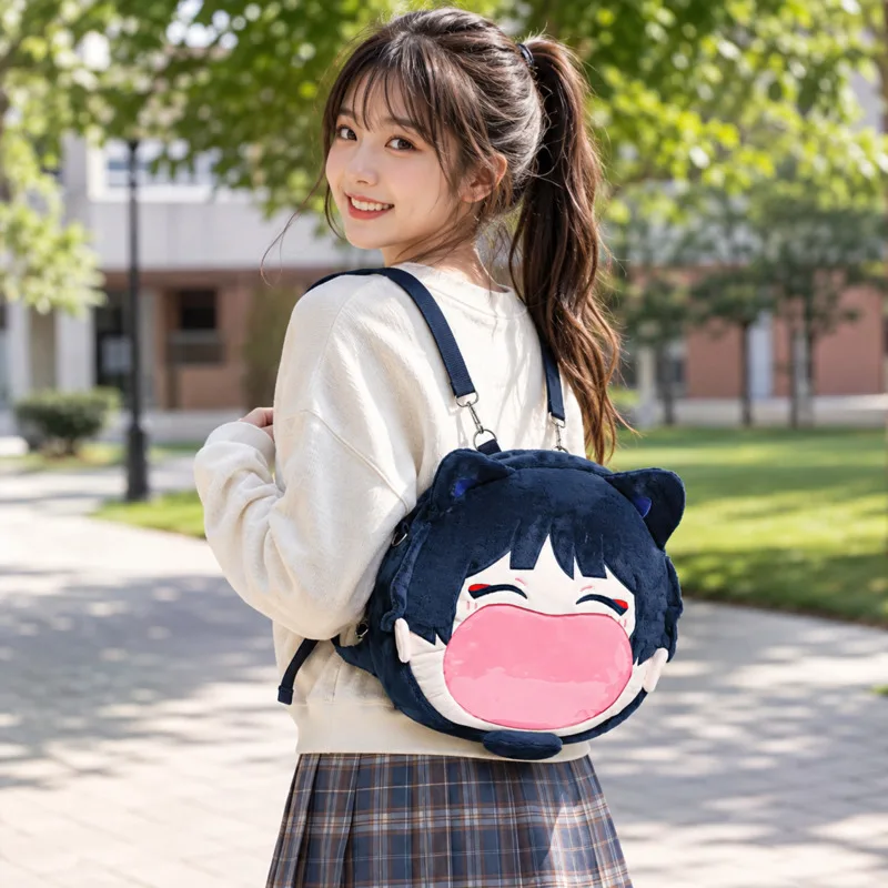 Genshin Impact Wanderer Plush Backpack Big Mouth Anime Ita Bag Shoulder Crossbody Stuffed Doll Toy Storage Gift For Kids Girl