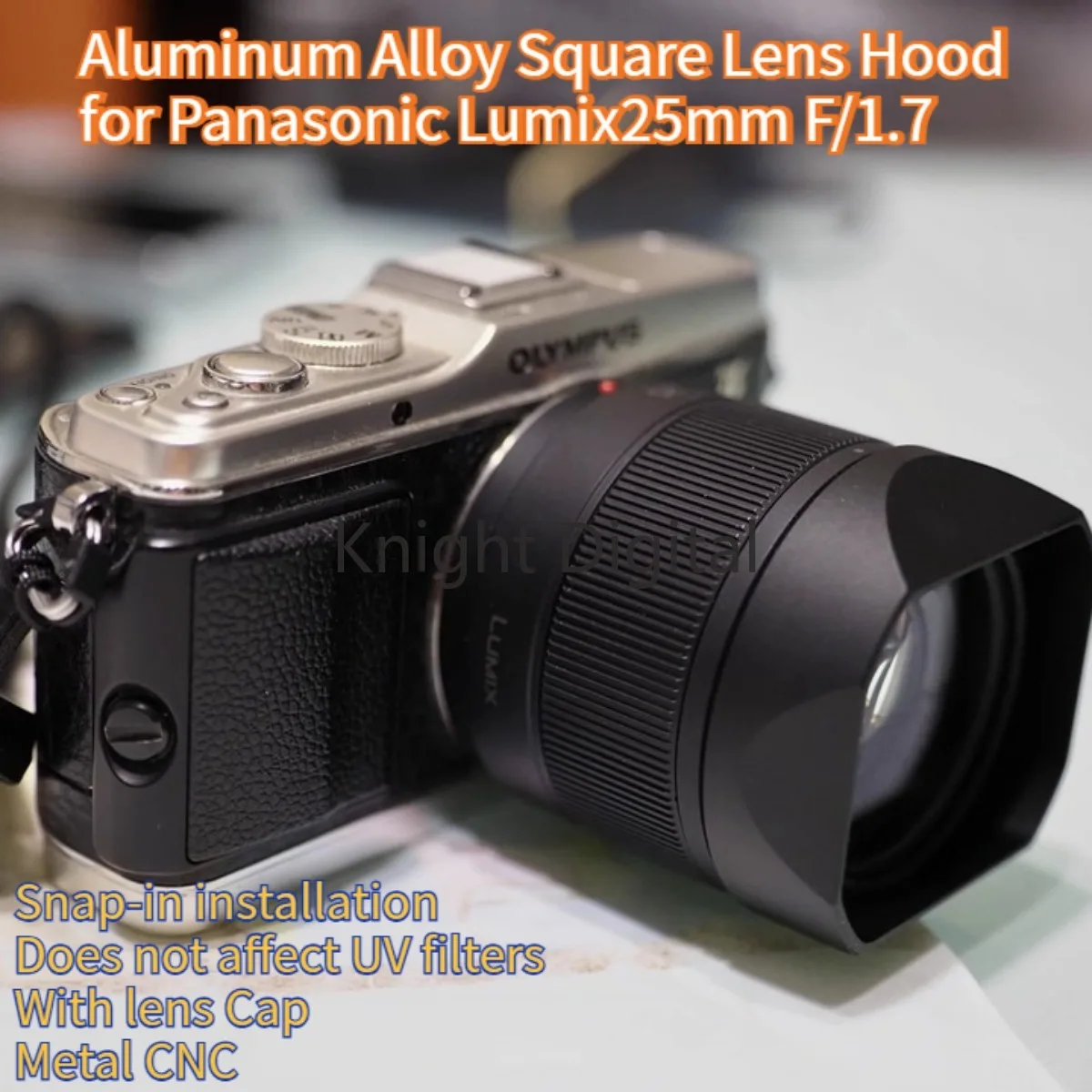 Capa de lente quadrada de liga de alumínio com tampa de lente de metal para panasonic lumix25mm f/1.7 acessórios de fotografia de lente de câmera