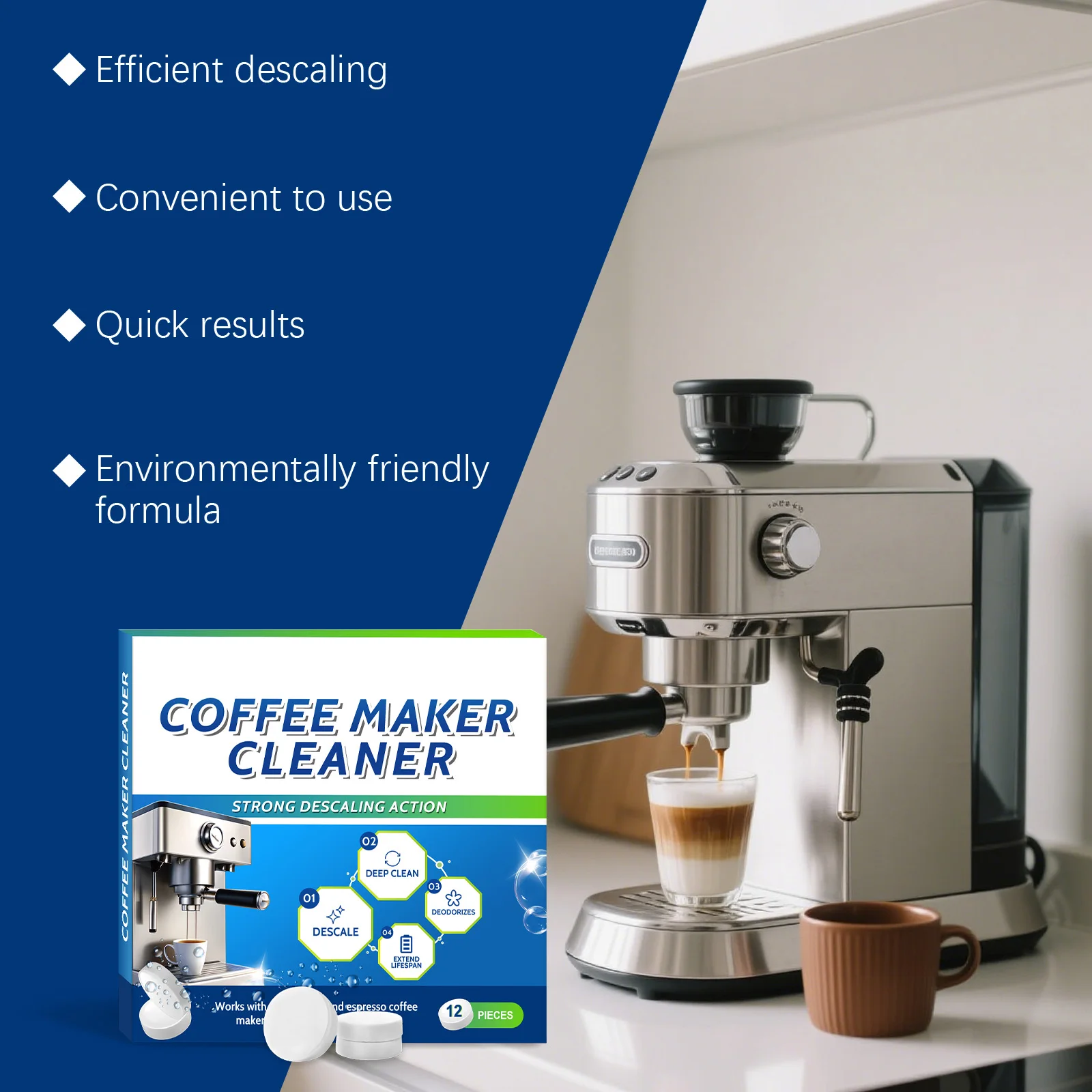 Coffee Machine Cleaning Tablets Universal Remove Limescale Coffee Residue Deep Heavy Stain Remove Coffee Makers Descaler Tablets