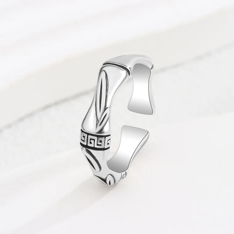 

925 Sterling Silver Retro Bamboo Joint ​Rings For Women Wedding Engagement Party Jewelry Wholesale Argent 925 Jewellery