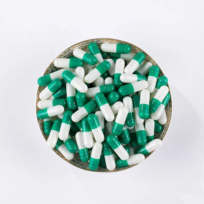 

wholesale sizes 2 empty capsules 10000pcs green-white hard gelatin empty capsules 2# joined capsules available Packing bottle