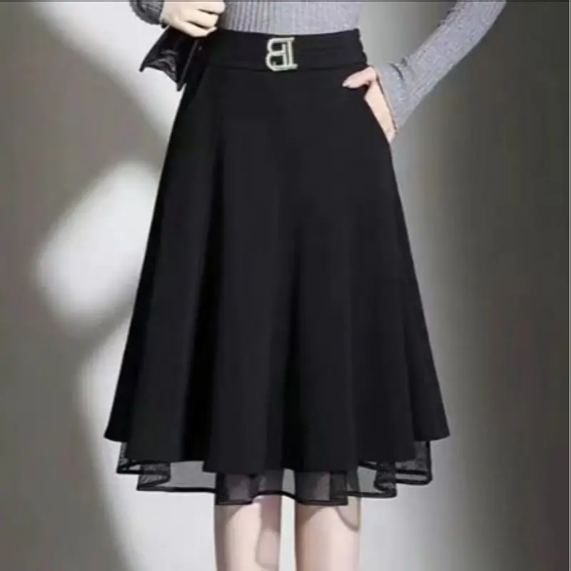 

Dress fashionable western style skirts summer fashion 2023 minus age mother a word skirt black cover the belly