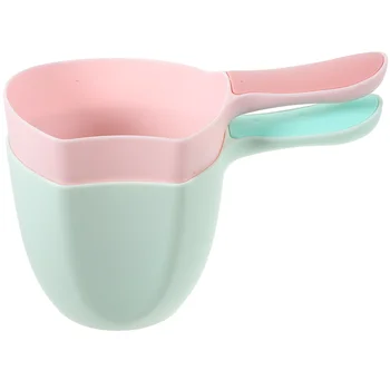 2 Pcs Bathroom Shower Ladle Kitchen Water Scoop Baby Bathtub Dipper for Watering Handle Ladles Flowers Plastic