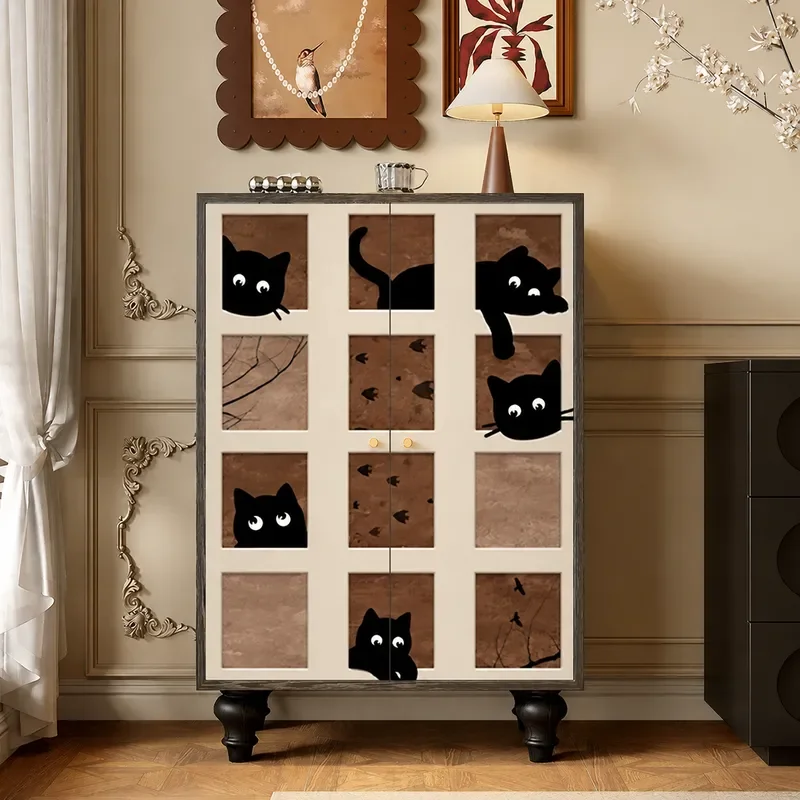 Cream Solid Wood Tall Cabinet Bedroom Bedside Storage Bucket Living Room Vertical Integrated Storage Unit for Home