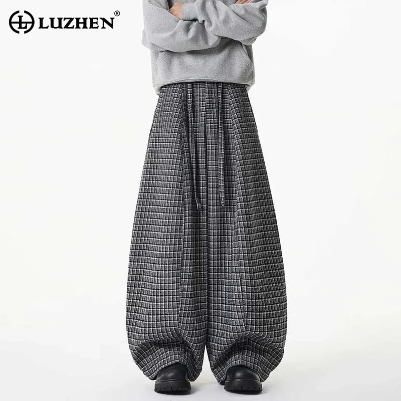 

LUZHEN 2025 Winter New Fashion Brushed High Quality Thickened Warm Loose Casual Pants Men's Handsome Wide Leg Trousers JY5350