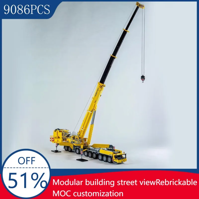 9086PCS MOC city Engineering 1:24 scale Liebherr LTM 1750-9.1 Crane Model DIY Creative Ideas Technology Toy Assembly Puzzle Gift