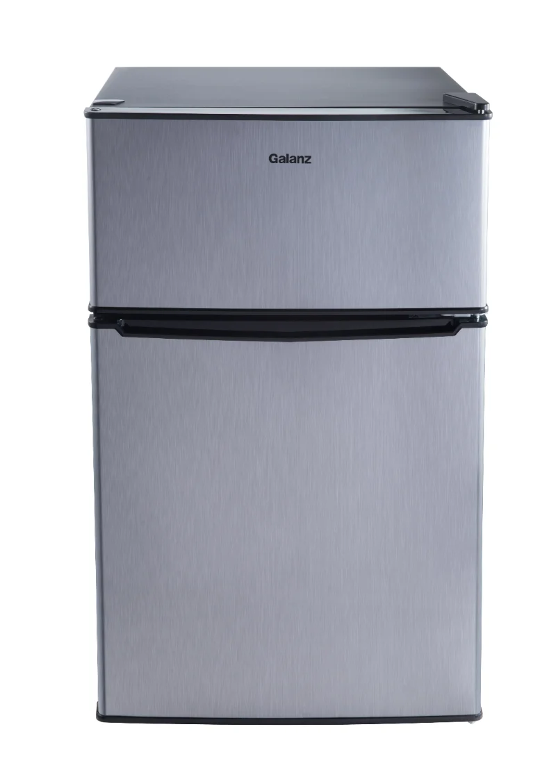 Galanz 3.1 Cu ft Two Door Mini Fridge with Freezer, Stainless, Estar