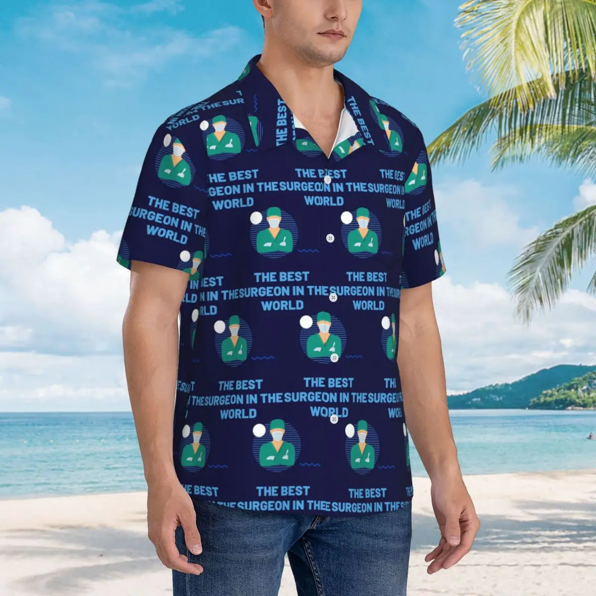 

The Best Surgeon In The World Hawaiian Shirts Funny Men Short Sleeve Shirt for Summer Beach Men's Lapel Tops