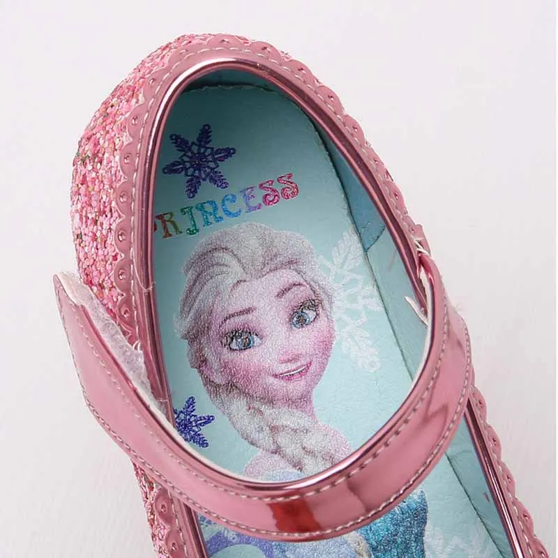 Disney Elsa Frozen Girls Princess Shoes Spring and Autumn Flat Paillette Shoes Children\'s Soft Sole Baby Casual Shoe Party Shoes