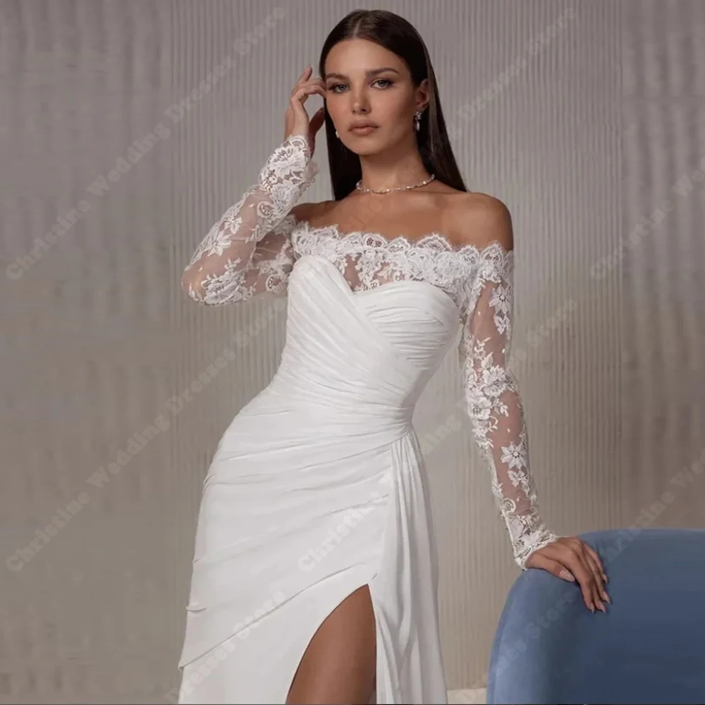 Robes De mariée fascinantes pour femmes, épaules dénudées, avec des Appliques en dentelle, longueur De nettoyage, robes De bal personnalisées