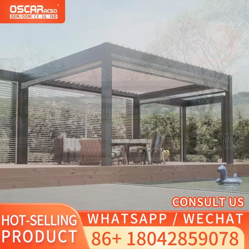 

Outdoor Waterproof Louver Roof System Garden Bioclimatic Aluminium Pergola 3x3 3x4 4x4 6x4m for Patio Backyard Terrace pergola