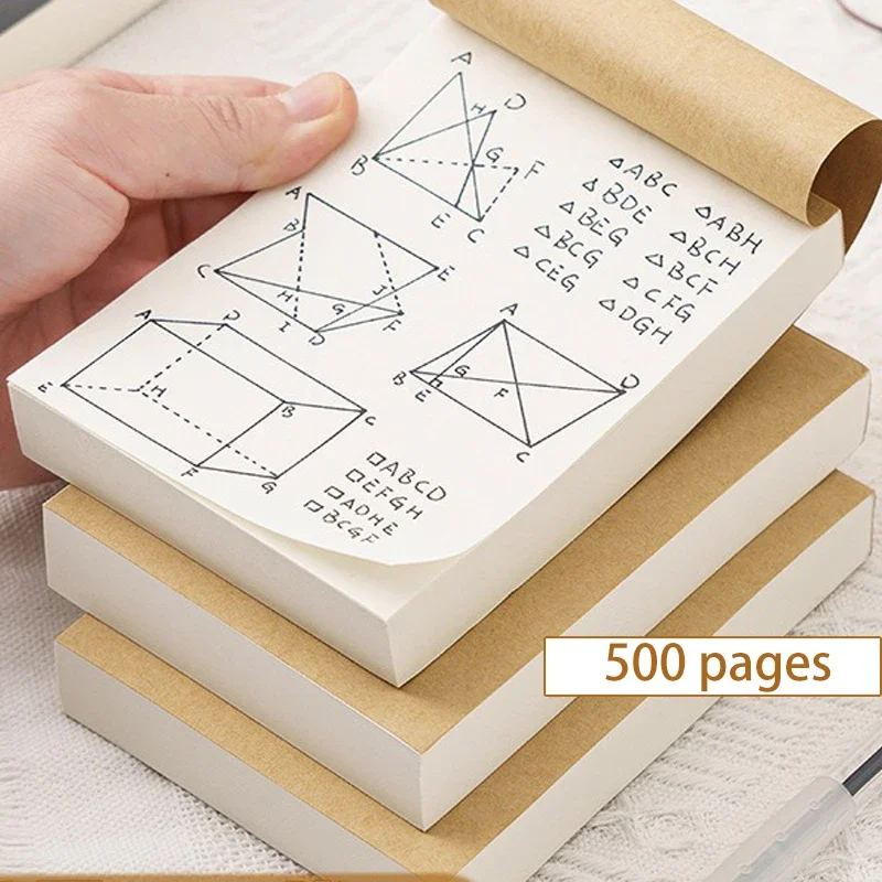 Thick Tearable Blank Notebook para Estudantes, Material de Escritório Perfeito, Papelaria Necessidades, Esboço e Graffiti, 500 Páginas