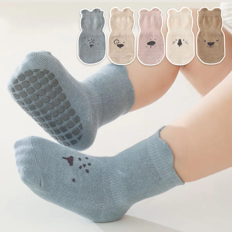 Non-slip Baby Floor Socks Cute Cartoon Toddler Cotton Sock Boy Girl Spring Autumn Middle Tube Socks 1-3Year Children Footwear