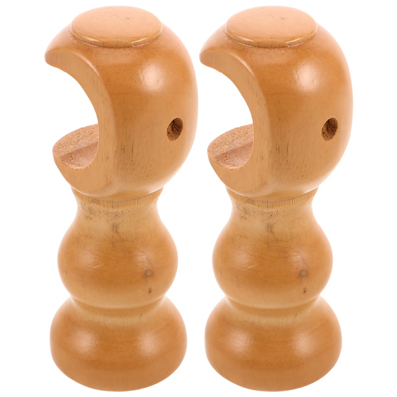 

2Pcs Wood Curtain Rod Brackets Retro Style Wall Mounted Wooden Curtain Support Holders for Bedroom Living Room Bathroom