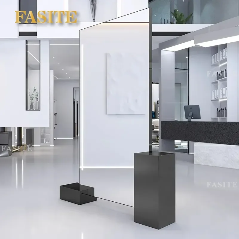 For Hair Barber Shop Full Body Mirror with Lamp Quick Cut Styling Station Design Professional