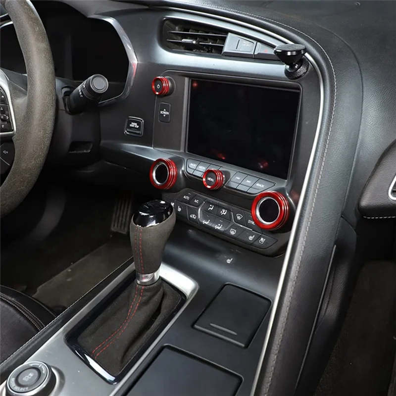 

AAAEL-Car Central Console AC Volume Knob Button Switch Cover Trim For Corvette C7 2014-2019