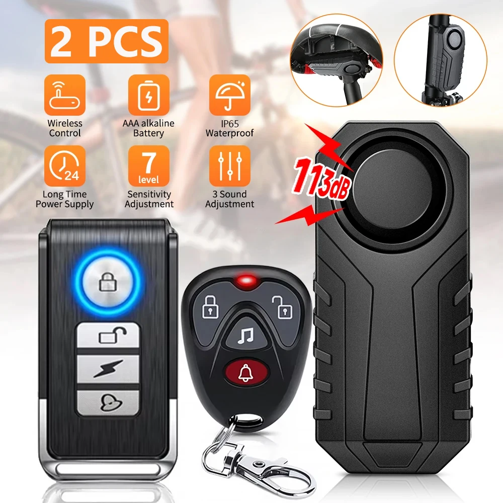 

2 шт. Многофункциональная беспроводная сигнализация для велосипеда и мотоцикла с дистанционным управлением, электрический звуковой сигнал, противоугонная система с детектором