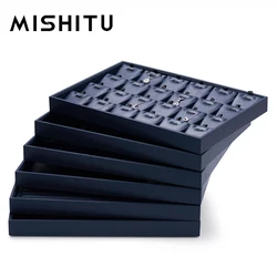 MISHITU Elegant Blue Jewelry Display Tray Stackable Jewelry Trays Jewelry Drawer Organizer Rings Earrings Necklace Storage Box