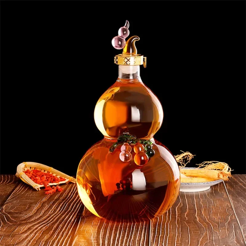 

Gourd Decanter Glass Wine Bottle Transparent Craft Creative Decoration Liquor Bottle High Capacity Home Bar Decanter Tools Gift