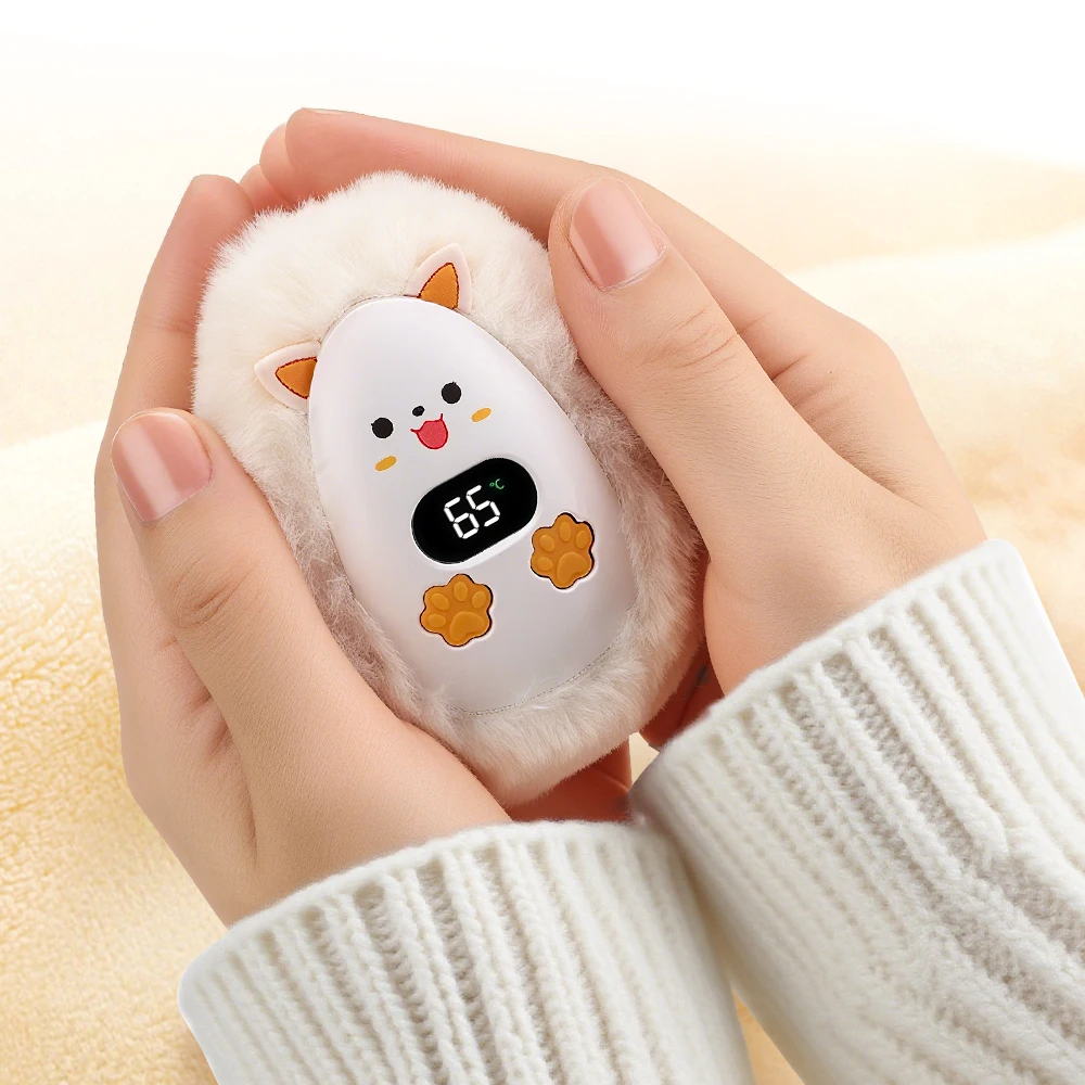 Hand Warmer USB Rechargeable Cute Fox Shape 1200mAh Mini Hand Warmer Long Safe Heat Plush Electric Hand Warmer Fast Heating Port