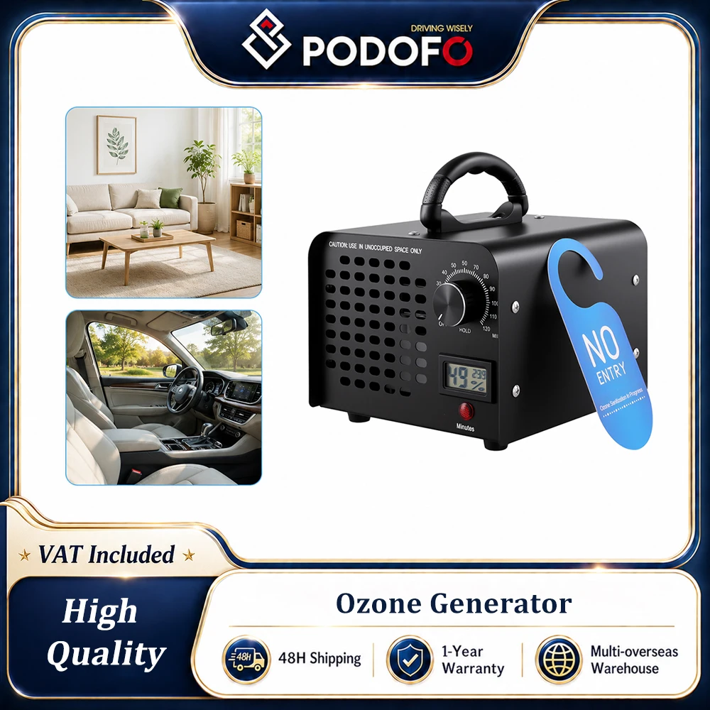 Generator ozonu Podofo 60000mg/h, urządzenia ozonujące do użytku domowego i komercyjnego, do samochodów, piwnic, biur, pokoi dla zwierząt, oczyszczacz powietrza ozonem z timerem 120 minut, do